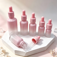 Flacon compte-gouttes en verre rose dégradé pour huiles essentielles, 5 ml, 10 ml, 15 ml, 20 ml, 30 ml, 1 oz, 50 ml, 2 oz, 100 ml, avec bouchon rose