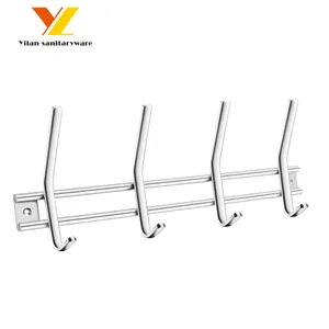 Home Use Hardware Clothes Hook 4 Hooks Wall Stainless Steel Coat Rack