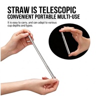 Ensemble de pailles télescopiques réutilisables en acier inoxydable 304 |   Tube de rangement personnalisable avec logo et mousqueton |   Écologique et portable