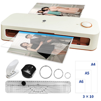 Kit de plastifieuse thermique A4 avec coupe-papier, perforatrice, arrondisseur de coins, 30 pochettes de plastification et 3 anneaux de reliure pour la maison et le bureau