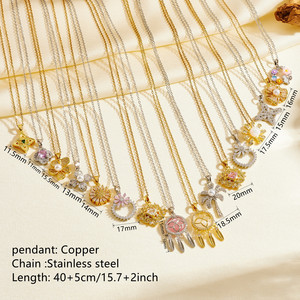 <span class=keywords><strong>Collana</strong></span> da Donna Personalizzata in Acciaio Inossidabile <span class=keywords><strong>con</strong></span> Ciondolo a Fiore, Stili Multipli, Graziosa Margherita, Perla e Foglia, Non Sbiadisce - Product Image 2