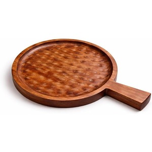 Bandeja Redonda de Madera con Asa, Plato para Pizza y Carne para Restaurante, Bandeja para Servir Postres y Pan para el Hogar - Product Image 4