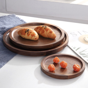 Walnut Wood Round <b>Tray</b> Set With Bowl Plate For <b>Snack</b> Dessert Serving Hotel Coffee Tea - Product Image 4
