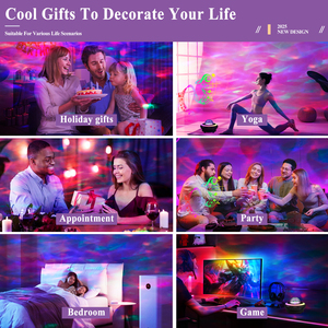 Proyector Giratorio Creativo con Control Remoto <span class=keywords><strong>Aurora</strong></span> <span class=keywords><strong>Boreal</strong></span>, Lámpara Nocturna LED Inteligente Moderna con Altavoz de Música Bluetooth RGB - Product Image 2