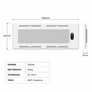 Panel Radiante Calefactor Personalizable OEM con Certificación CE, 99.1% de Eficiencia con Grafeno, el <span class=keywords><strong>Mejor</strong></span> Calentador Infrarrojo Independiente/de Pared - Product Image 2