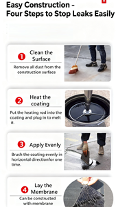 Revêtement imperméable en bitume modifié au caoutchouc non durcissant, vente en gros d'asphalte en caoutchouc non durcissant pour toiture en béton, noir - Product Image 3