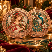 Pièces de monnaie en cuivre fin 999 de 1 oz, collection Art Nouveau de Noël, artisanat métallique haut de gamme, pièce commémorative de collection imprimée en 3D UV