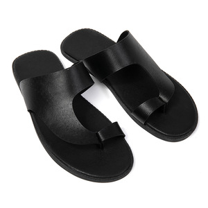 Tongs en cuir véritable pour hommes, semelle extérieure en caoutchouc souple, sandales d'été pour l'extérieur, design à bout ouvert - Product Image 4
