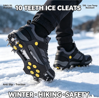 Crampons d'hiver à 10 dents antidérapants, pointes élastiques en TPE pour chaussures, pour la randonnée, l'escalade, la marche, la sécurité en extérieur