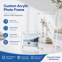 Cadre photo en acrylique transparent pour table, cadre moderne pour certificats avec base en bois et en métal pour la décoration de bureau