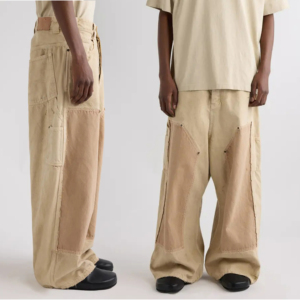 Tùy Chỉnh Người Đàn Ông Của Y2K Hip Hop Vá Denim Baggy Jeans Bẩn Rửa Quần Cổ Điển Dây Kéo Bay 100% Cotton 13 Oz Đau Khổ - Product Image 1