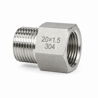 Raccord de tuyauterie en acier inoxydable 304 haute pression 3000 PSI, barre hexagonale CNC, filetage métrique M20x1.5 mâle-femelle 1/2 pouce