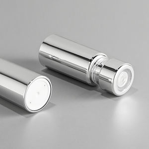 Gran oferta, 15ml, MOQ bajo, botella <span class=keywords><strong>de</strong></span> bomba redonda sin aire PET plateada con estampado en caliente para mascarilla y champú - Product Image 5