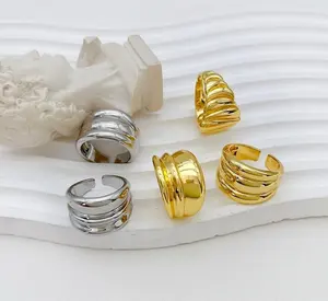 2024 novas tendências de joias femininas anéis de metal irregulares