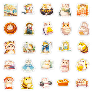 56 autocollants découpés en forme de <span class=keywords><strong>hamster</strong></span> aquarelle, imperméables, en vinyle, pour enfants, papeterie, planches à roulettes - Product Image 5