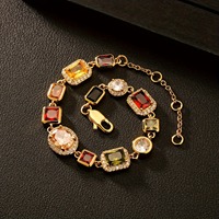 Magnifique Collier Tennis Croix en Pierres Fines Assorties 5A CZ Émail Plaqué Or 18K Style Vintage Multicolore pour Femmes et Hommes