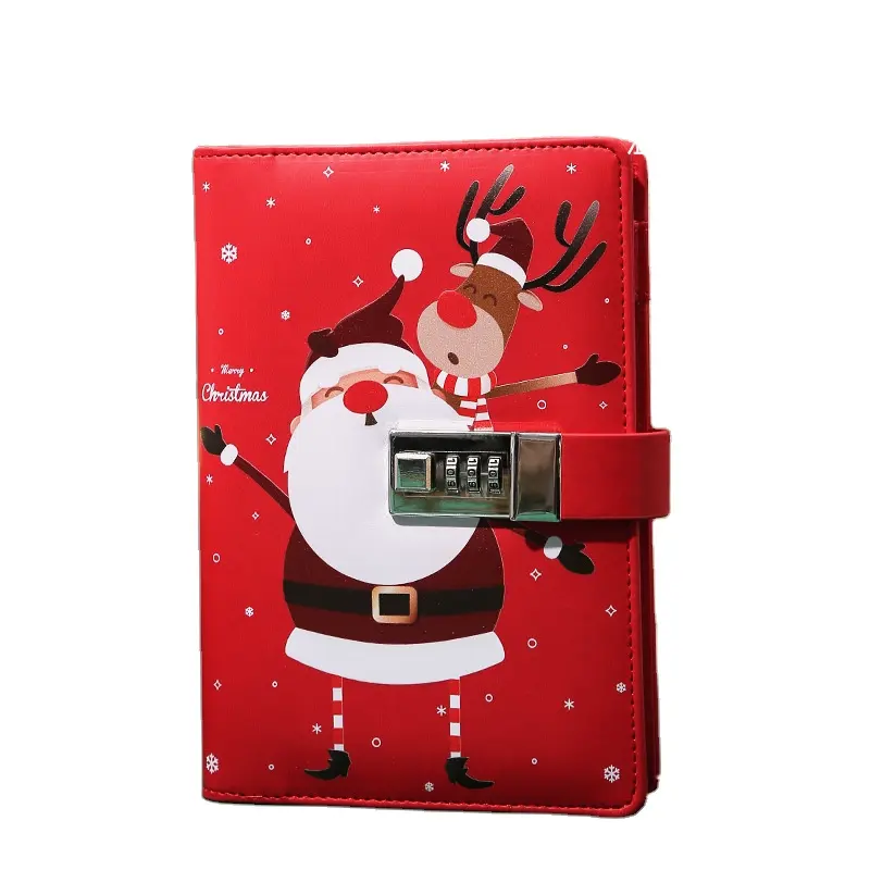 Kaj-Contraseña de Navidad, corazón de chica encantador con Diario de bloqueo, juego de libro de mano exquisito, caja de regalo de Navidad