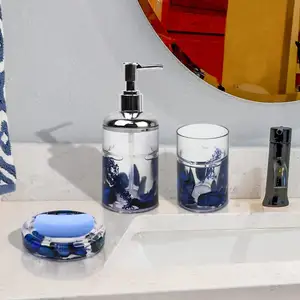 YAUKPH Badezimmer zubehör Set Vanity Shell Liquid 3D mit Weißöl, Seifensp ender, Mundwasser becher, Mülleimer, Toiletten bürste