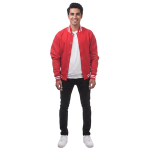FINER THREADS Men's 100% Cotton Varsity Jacket-Quick Dry Anti-Odor Stand Collar <b>Covered</b> <b>Button</b> Closure Winter Casual Design - Product Image 1
