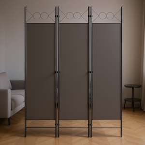 Divisorio per Stanza a 3 Pannelli Antracite 120 cm x 180 cm, Schermo Pieghevole con Struttura a Telaio dal Design Minimalista - Product Image 2