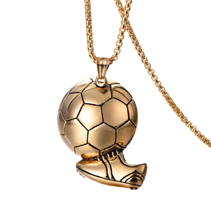 Personalizado 2026 ventiladores como soporte <span class=keywords><strong>Gif</strong></span> Popular fundido de acero inoxidable fútbol PVD plateado 18K Gpld colgante cuello; ACE - Product Image 2