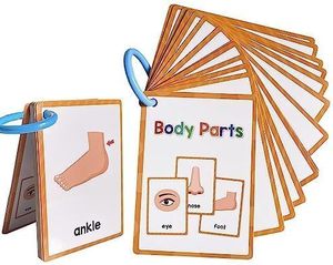 Tarjetas de Memoria de Partes del Cuerpo para Niños Pequeños, Tarjetas de Aprendizaje de Vocabulario en Inglés con Ilustraciones, Juguetes Educativos Tempranos para Niños - Product Image 5