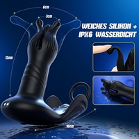 Jouet sexuel IA 4-en-1 pour hommes, avec modes d'expansion et de poussée, anneau vibrant et vibration des testicules, Plug, Boules, 9 x 9 modes