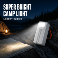 Nouvelle batterie portable 30000 mAh avec câble intégré, lampe de camping LED, grande capacité, charge rapide 22,5 W, station d'alimentation extérieure