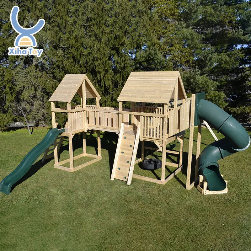 XIHA Jardim De Infância De Madeira Aventura Escalar Quadro Swing Set Com Slide Playground Play Set Playground Ao Ar Livre Equipamentos Playhouse