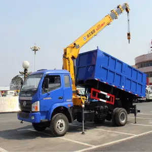 FOTON-grúa montada en camión 4x2 RHD 8T, con caja de basura, postes de madera de ladrillo colgante, fabricante de camiones