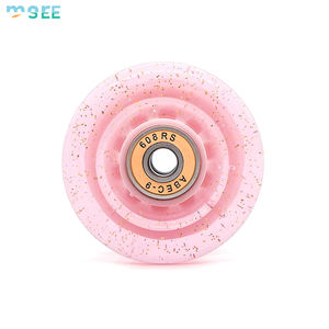 <span class=keywords><strong>Patines</strong></span> de ruedas de doble fila SeeMore, ruedas de <span class=keywords><strong>patines</strong></span> de ruedas cuádruples de rebote alto no luminosas coloridas transparentes rosas - Product Image 3