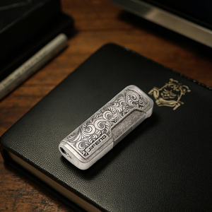 JF-090 JIFENG 금속 아연 합금 양각 패턴 전자 리필 가스 시가 토치 라이터 - Product Image 6