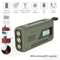 4500mAh Akku Tragbares DAB+ FM Notfall-Solarradio mit Handkurbel, Handy-Ladefunktion, Kopfhörerbuchse und 3-Modus-LED-Taschenlampe