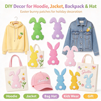 Patchs brodés colorés de lapins de Pâques, broderie informatique, applique thermocollante, patch décoratif pour les vêtements des enfants