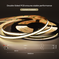 Bande LED COB à courant constant ultra longue en cuivre, 50 pieds (20m) 30m avec stabilisateur intégré, CRI>90, dimmable pour un éclairage fluide