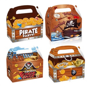 กล่องของขวัญรูปทรงสี่เหลี่ยมจัตุรัสลายโจรสลัด 12 ชิ้น ยี่ห้อ Huancai ทำจากกระดาษคราฟท์รีไซเคิล เหมาะสำหรับใส่ขนม ของขวัญ เค้ก ของว่าง สำหรับเด็ก - Product Image 3