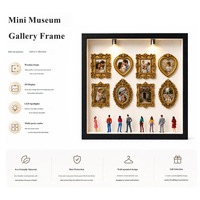 Set Bingkai Foto Mini Museum Modern dengan Bingkai MDF Hitam Persegi untuk Dekorasi Potret dan Pemandangan