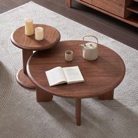 Ensemble de tables basses en bois massif Ensemble de tables basses rondes combinées Meubles de salon en bois naturel Conception assemblée