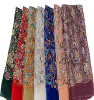 Tissu à paillettes perlées européennes et américaines colorées, dentelle française en tissu de broderie à paillettes
