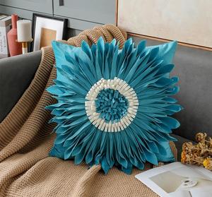 Fait à la main nordique Ins tournesol taie d'oreiller fleur rouge <span class=keywords><strong>coussin</strong></span> pour salon haut de gamme canapé décoration décoratifs coussins - Product Image 4