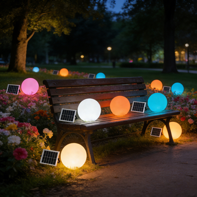 Solar LED Automatic IP65 Waterproof Warm White Round Ball Light for Indoor/Outdoor Garden Paths Decorative Lamp