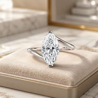 Bague ovale en argent 925 incrustée de moissanite, idéale pour les bijoux de fiançailles et de mariage pour femmes