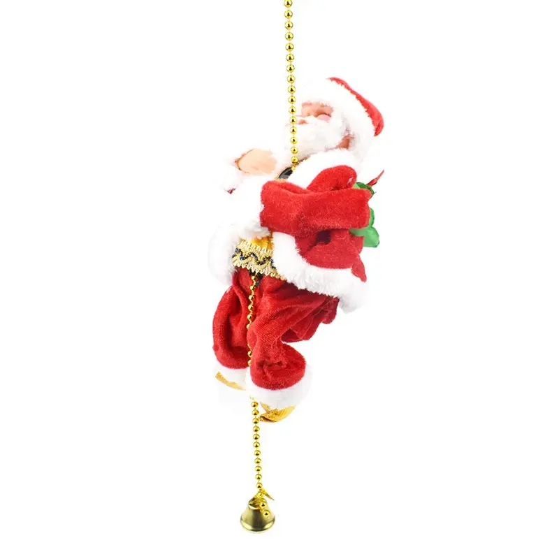 クライミングビーズサンタクロース音楽電気人形クライミングロープクリスマスギフトギフトクリスマスデコレーション音楽電気人形