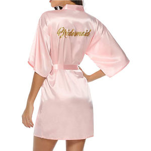 Bata de seda blanca de manga larga para dama de honor, de satén, personalizada - Product Image 4