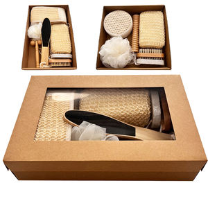 7PCS Bath Set With Scrubbing Towel Bath Brush Pumice Stone Sisal Bath Flower Set Holiday Gift Box - Product Image 1