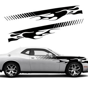 2 uds. Calcomanías laterales universales <span class=keywords><strong>para</strong></span> coche con rayas de llama, pegatinas de vinilo <span class=keywords><strong>personalizadas</strong></span> <span class=keywords><strong>para</strong></span> exteriores de coche <span class=keywords><strong>para</strong></span> coches - Product Image 1