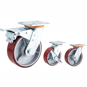 4 5 6 8 Zoll Doppel kugellager Hochleistungs-Eisenkern Rot PU Schwenkbares Polyurethan-Lenkrad - Product Image 1