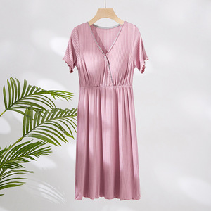 Pijamas de enfermería Maternidad Hospital Vestido de noche Encaje Embarazada Vestido de noche <span class=keywords><strong>Lactancia</strong></span> Ropa de <span class=keywords><strong>lactancia</strong></span> Tela suave - Product Image 6