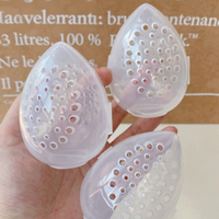 Éponge de maquillage avec trous d'aération, étui portable en forme d'œuf, boîte de rangement anti-moisissure pour houppette, support en forme de coquille d'œuf, emballage anti-poussière, boîte en plastique.