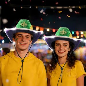 Sombreros de Vaquero de Neón Estilo Unisex para Mardi Gras, Sombreros Fedora de Vaquera con Lentejuelas LED Inalámbricas Únicas para Carnaval, Suministros para Fiestas Brillantes al por Mayor - Product Image 4